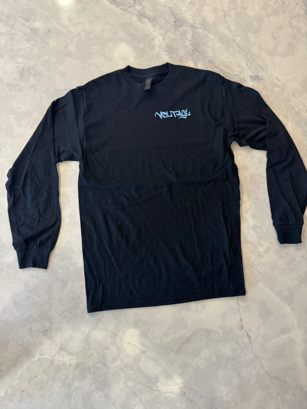 Blue logo, black long sleeve