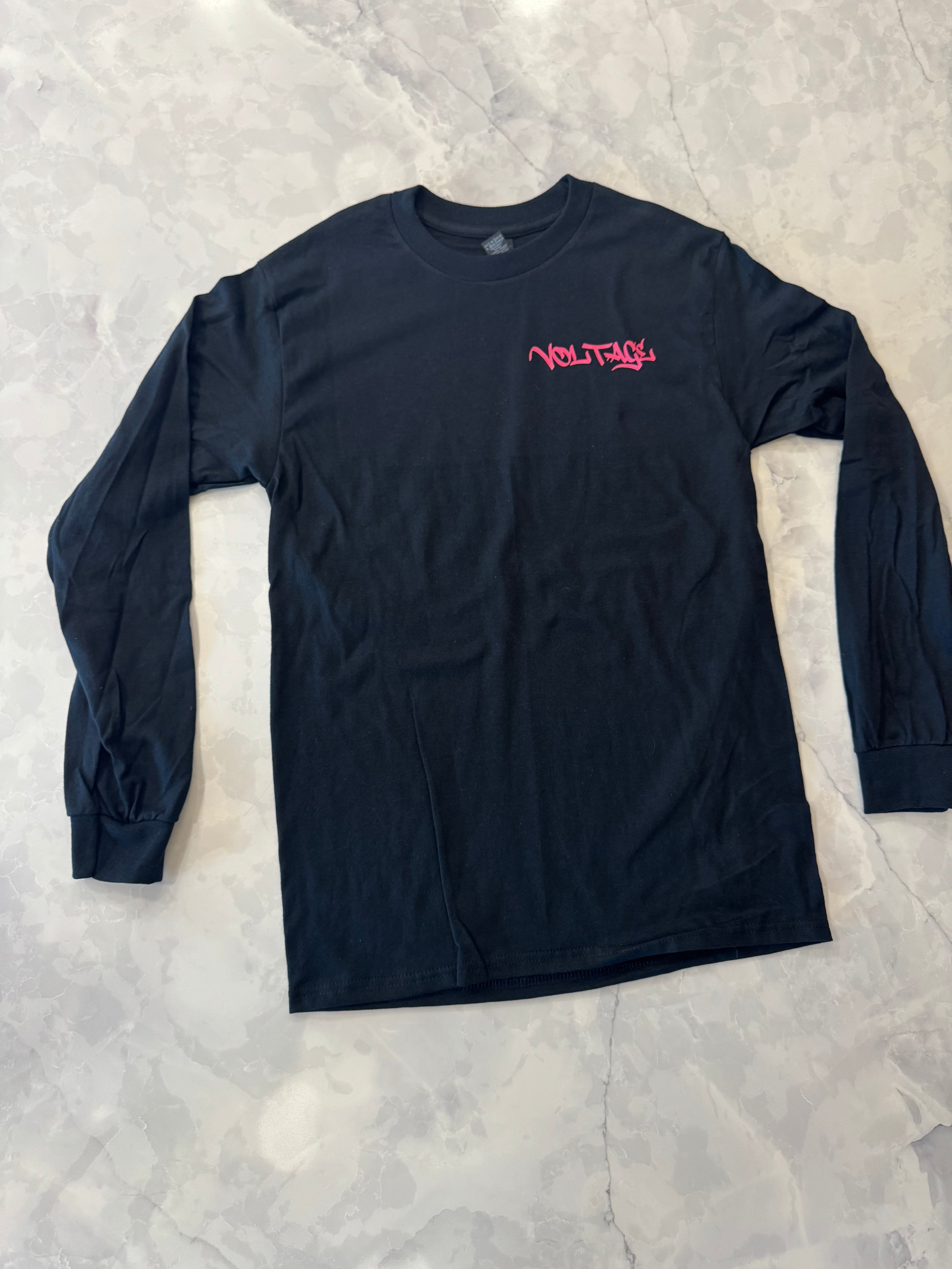 Pink logo, black long sleeve