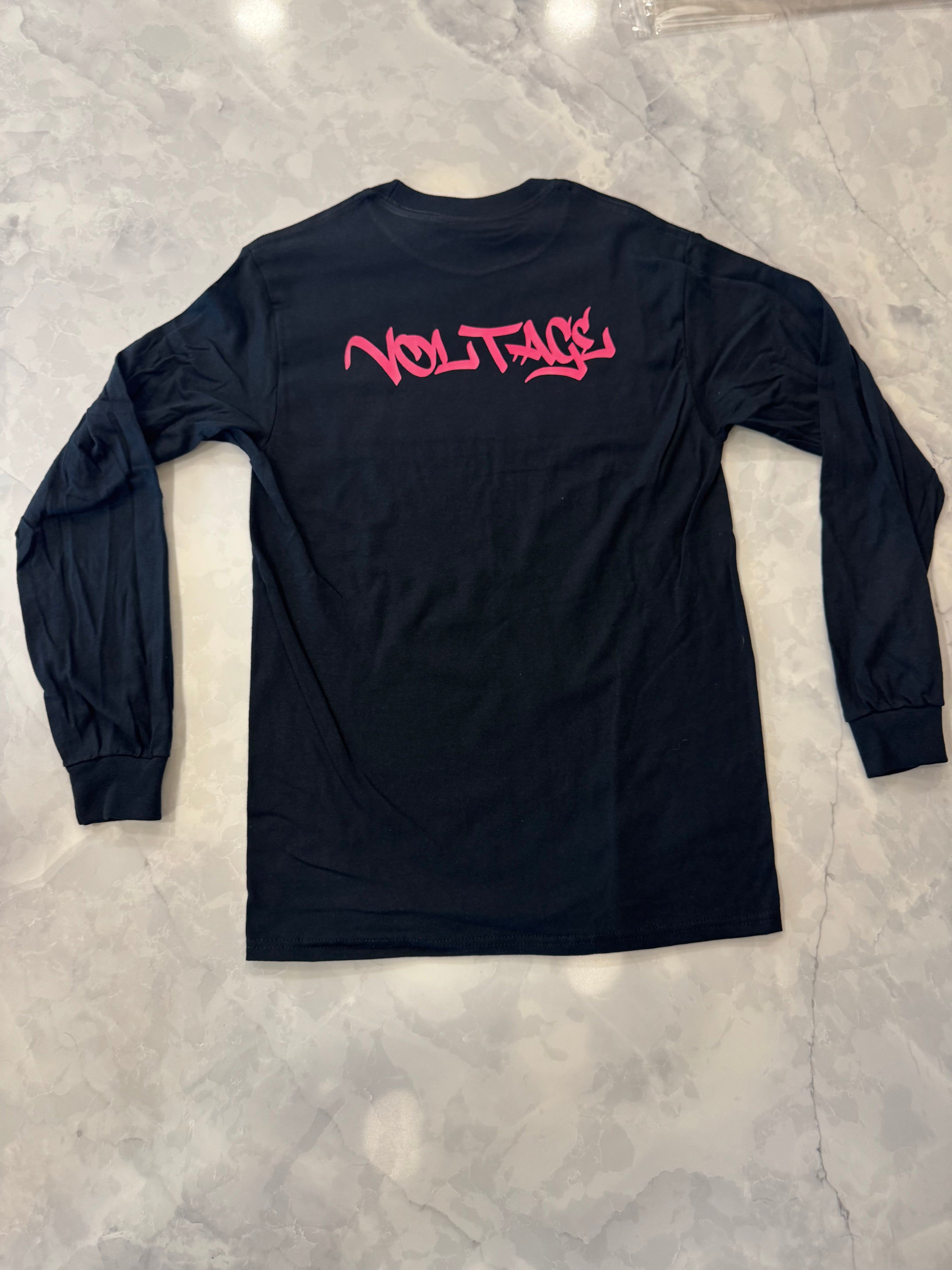 Pink logo, black long sleeve