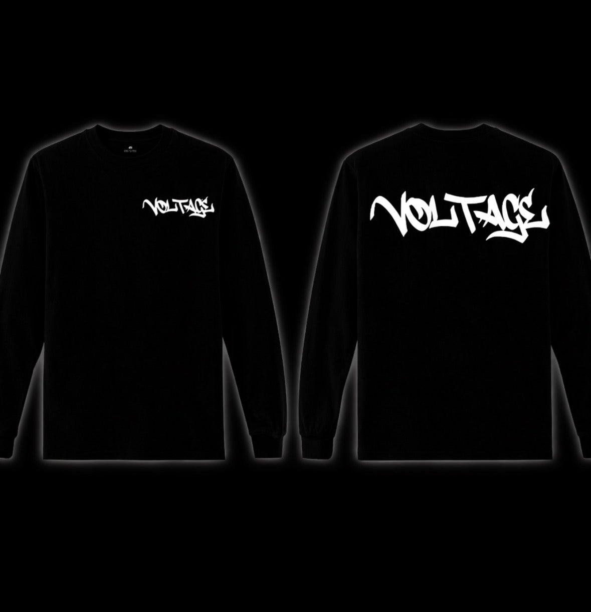 White logo, black long sleeve