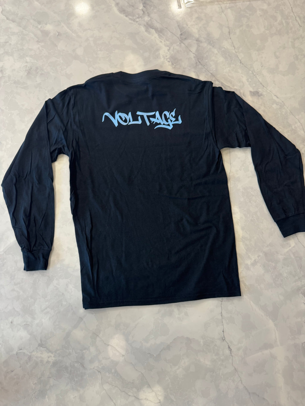Blue logo, black long sleeve